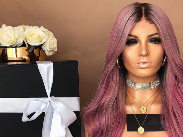 Wave long hair of purple red Wave long hair of purple red